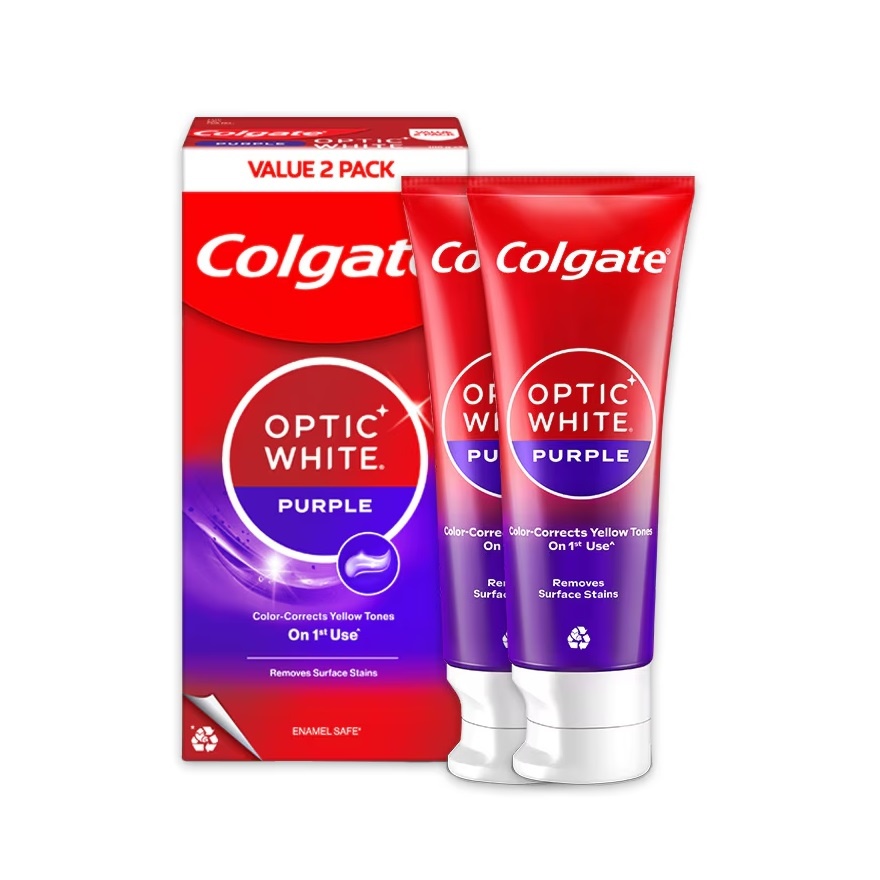 Colgate Optic White Purple Whitening Toothpaste 2x100g image