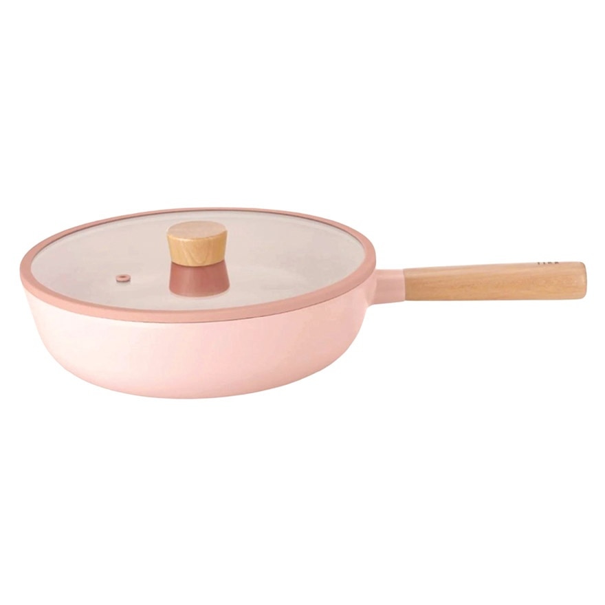 FIKA Pink 26cm Wok + Glass Lid