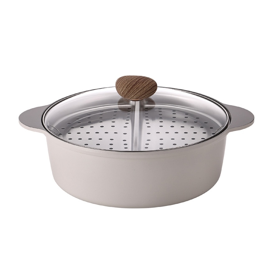 FIKA 30cm Divided Casserole with Steamer Rack & Glass Lid