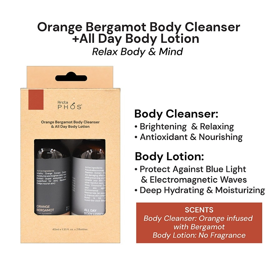 Orange Bergamot Body Cleanser 40ml + All Day Body Lotion 40ml