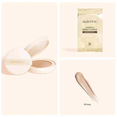 SKINTIFIC Cover All Perfect BB Cushion 02 Ivory refill 11g