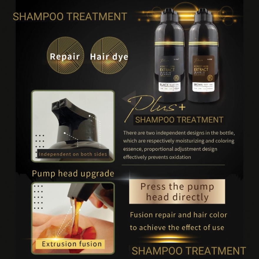 Forest Herb Extract Hair Color Shampoo Treatment Black 200ml image