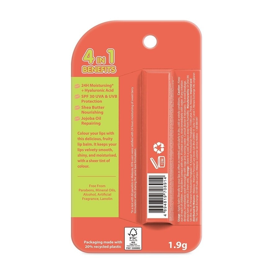 Juicy Peach Colored Lip Balm 1s