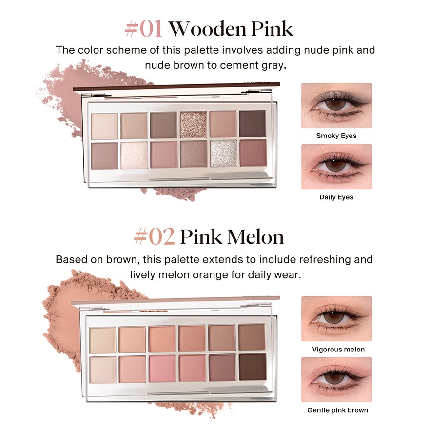 12 Shades Eyeshadow Palette 01 Wooden Pink