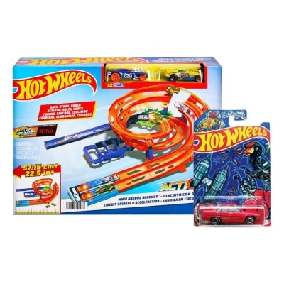 HOT WHEELS Whip Around Raceway Trackset and Proton Saga Special Edition Bundle