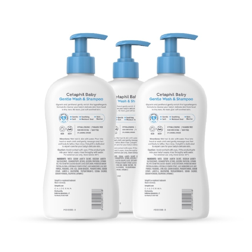 Baby Wash & Shampoo For Hair & Body 400ML X 3