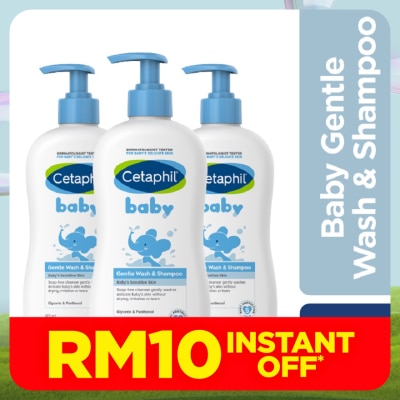 CETAPHIL Baby Wash & Shampoo For Hair & Body 400ML X 3