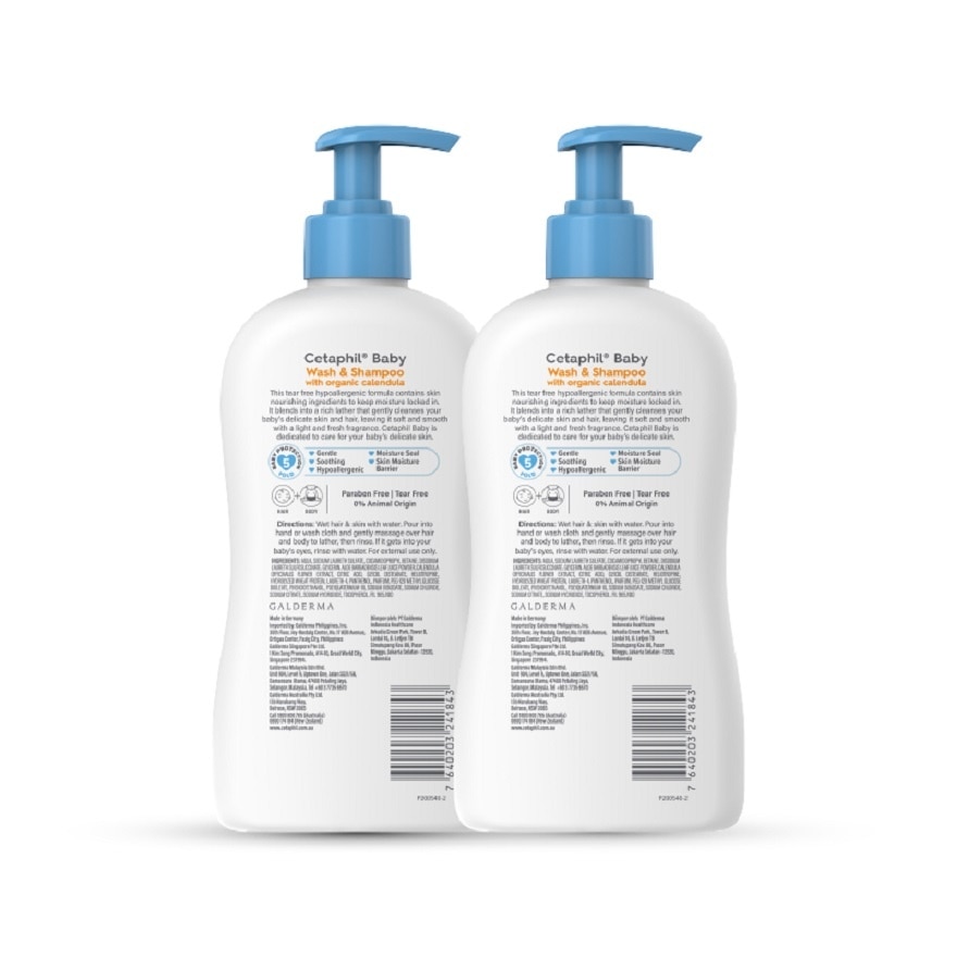 Baby Wash & Shampoo With Organic Calendula 400ML X 2