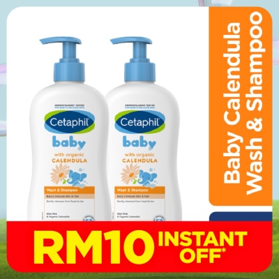 CETAPHIL Baby Wash & Shampoo With Organic Calendula 400ML X 2