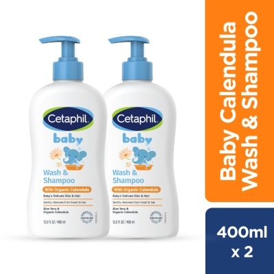 CETAPHIL - Baby Wash & Shampoo With Organic Calendula 400ML X 2