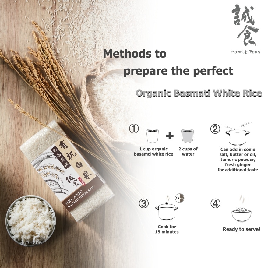 Honest Food Organic Basmati White Rice 1kg