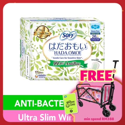 SOFY Hadaomoi Antibac Day Ultra Slim Wing 26cm 17's