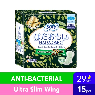 SOFY - Hadaomoi AntiBac Night Ultra Slim Wing 29cm 15s