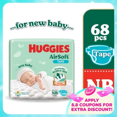 HUGGIES - AirSoft Tape Diapers for Newborn Baby 68s
