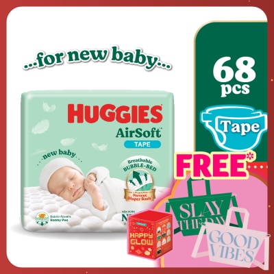HUGGIES AirSoft Tape Diapers for Newborn Baby 68s - Breathable And Soft Diapers