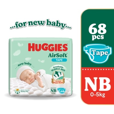 HUGGIES AirSoft Tape Diapers for Newborn Baby 68s