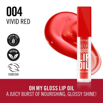 RIMMEL Oh My Gloss Lip Oil 004 Vivid Red