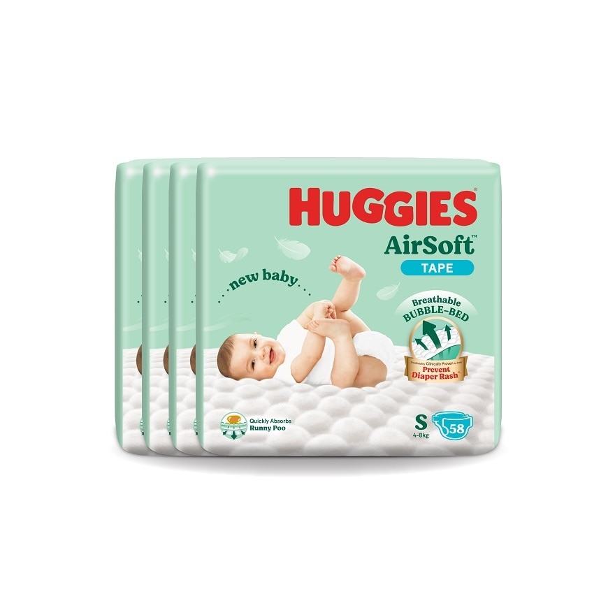 AirSoft Tape Diapers S 58s (4 Packs) 4-8kg For New Baby