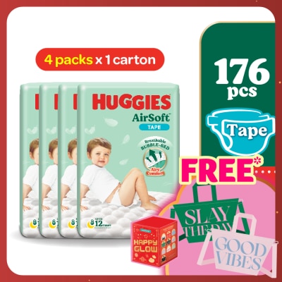 HUGGIES AirSoft Tape Diapers L 44s (4 Packs) Breathable and soft diapers for baby