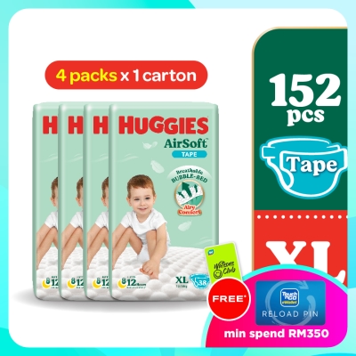 HUGGIES AirSoft Tape Diapers XL 38s (4 Packs) Breathable and Soft diaper image