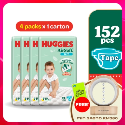 HUGGIES - AirSoft Tape Diapers XL 38s (4 Packs) Breathable and Soft diaper
