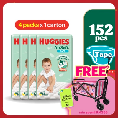 HUGGIES AirSoft Tape Diapers XL 38s (4 Packs) Breathable and Soft diaper