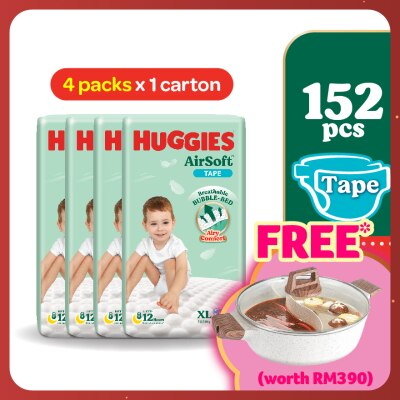 HUGGIES AirSoft Tape Diapers XL 38s (4 Packs) Breathable and Soft diaper