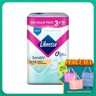 LIBRESSE SensitiV Maxi Wings 24cm 3x16s