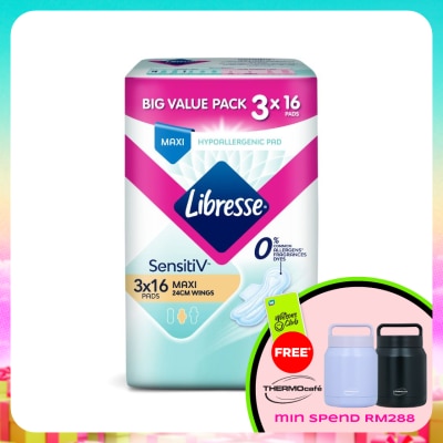 LIBRESSE - SensitiV Maxi Wings 24cm 3x16s