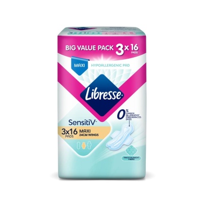 LIBRESSE - SensitiV Maxi Wings 24cm 3x16s
