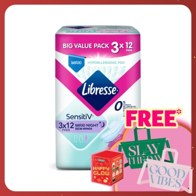 LIBRESSE SensitiV Maxi Night Wings 32cm 3x12s