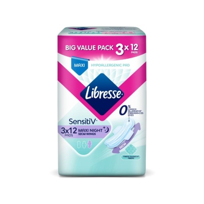 LIBRESSE - SensitiV Maxi Night Wings 32cm 3x12s
