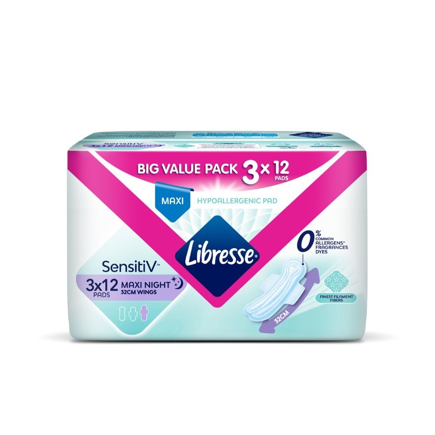 SensitiV Maxi Night Wings 32cm 3x12s