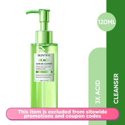 SKINTIFIC 3X Acid Acne Gel Cleanser 120ml