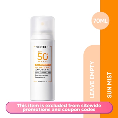 SKINTIFIC All Day Light Sunscreen Mist SPF50 PA++++ 70ml