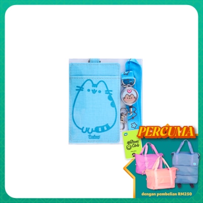 PUSHEEN Lanyard Card Holder with Retractable Metal Badge Blue Color 1S