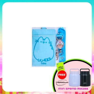 PUSHEEN - Lanyard Card Holder with Retractable Metal Badge Blue Color 1S