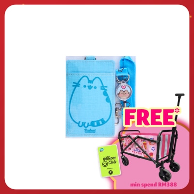 PUSHEEN Lanyard Card Holder with Retractable Metal Badge Blue Color 1S