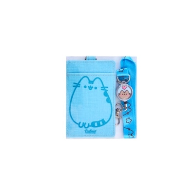 PUSHEEN Lanyard Card Holder with Retractable Metal Badge Blue Color 1S