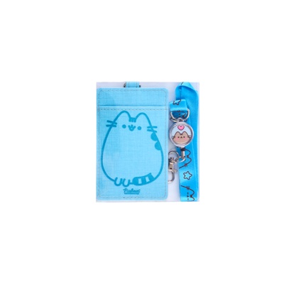 PUSHEEN - Lanyard Card Holder with Retractable Metal Badge Blue Color 1S