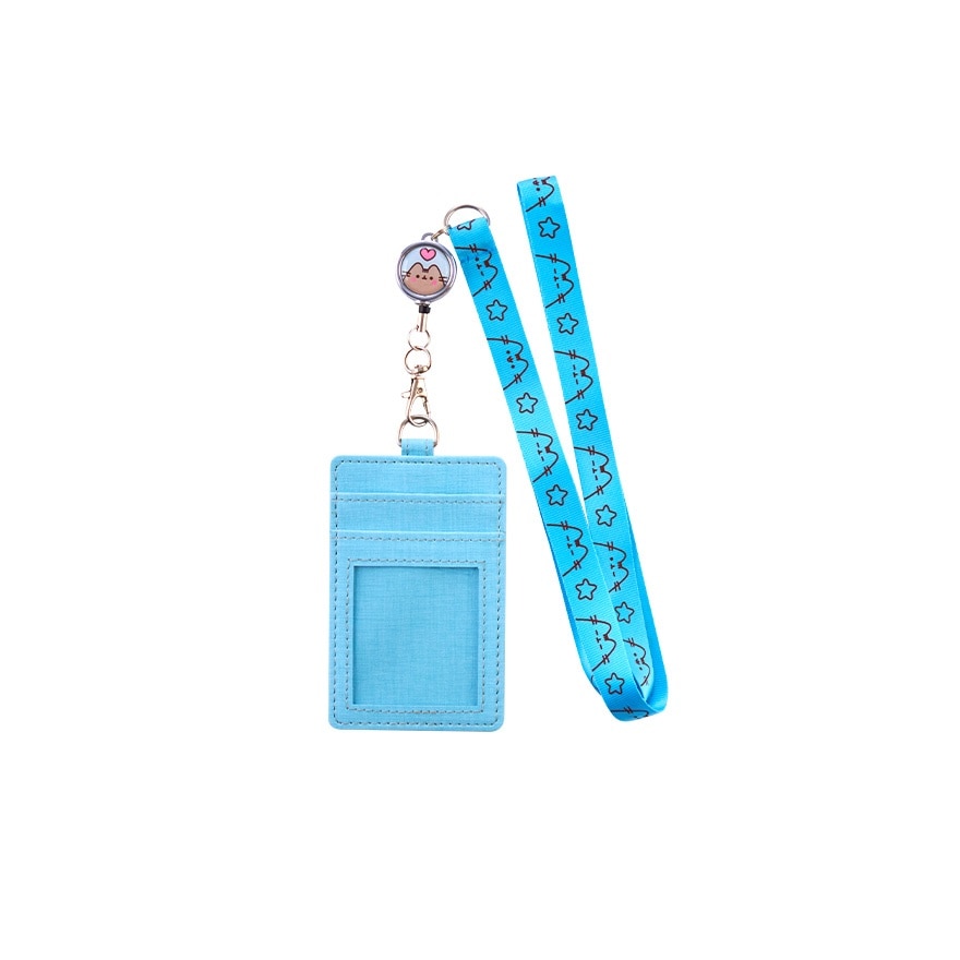 Lanyard Card Holder with Retractable Metal Badge Blue Color 1S