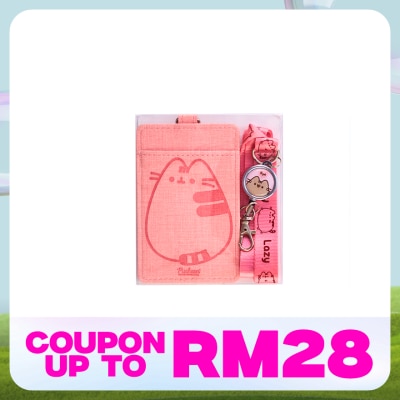 PUSHEEN Lanyard Card Holder with Retractable Metal Badge Pink Color 1S