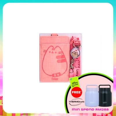 PUSHEEN - Lanyard Card Holder with Retractable Metal Badge Pink Color 1S