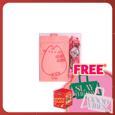PUSHEEN Lanyard Card Holder with Retractable Metal Badge Pink Color 1S