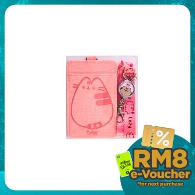 PUSHEEN Lanyard Card Holder with Retractable Metal Badge Pink Color 1S