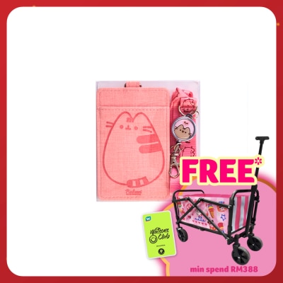 PUSHEEN Lanyard Card Holder with Retractable Metal Badge Pink Color 1S