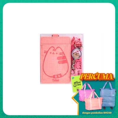 PUSHEEN Lanyard Card Holder with Retractable Metal Badge Pink Color 1S