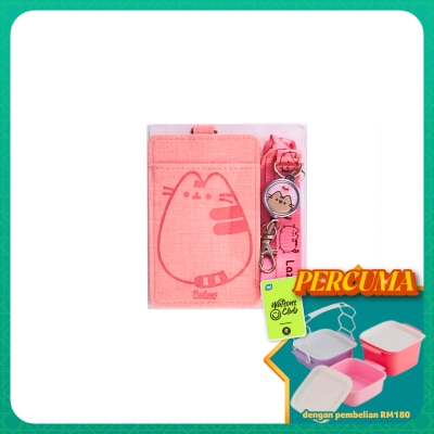 PUSHEEN - Lanyard Card Holder with Retractable Metal Badge Pink Color 1S
