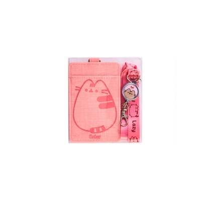 PUSHEEN Lanyard Card Holder with Retractable Metal Badge Pink Color 1S