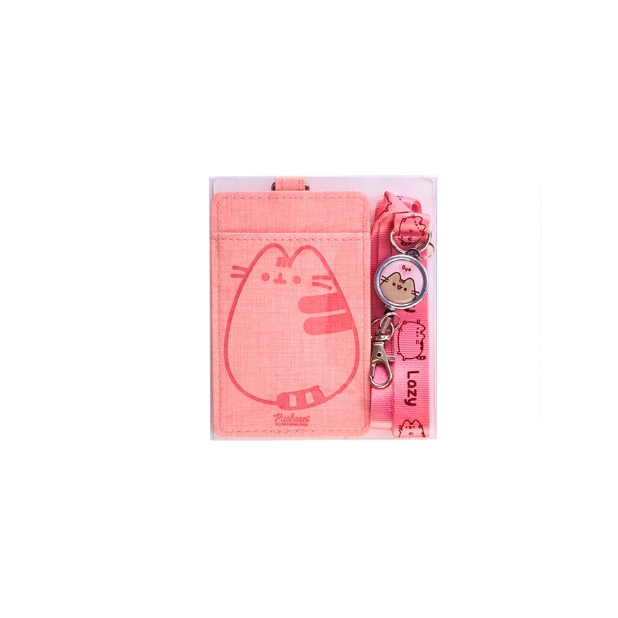 Lanyard Card Holder with Retractable Metal Badge Pink Color 1S